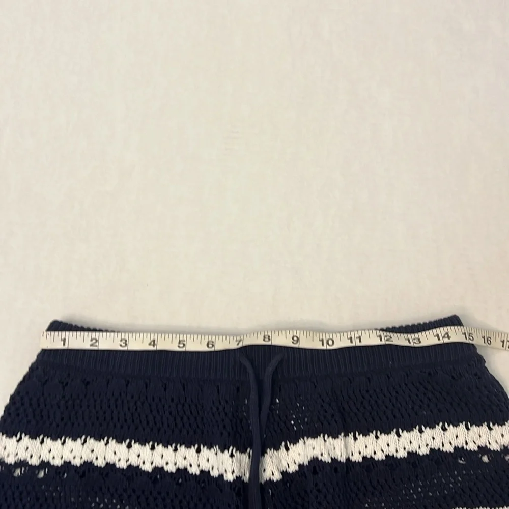 HOUSE OF HARLOW 1960 BLUE & WHITE KNIT COTTON SHORTS MEDIUM
